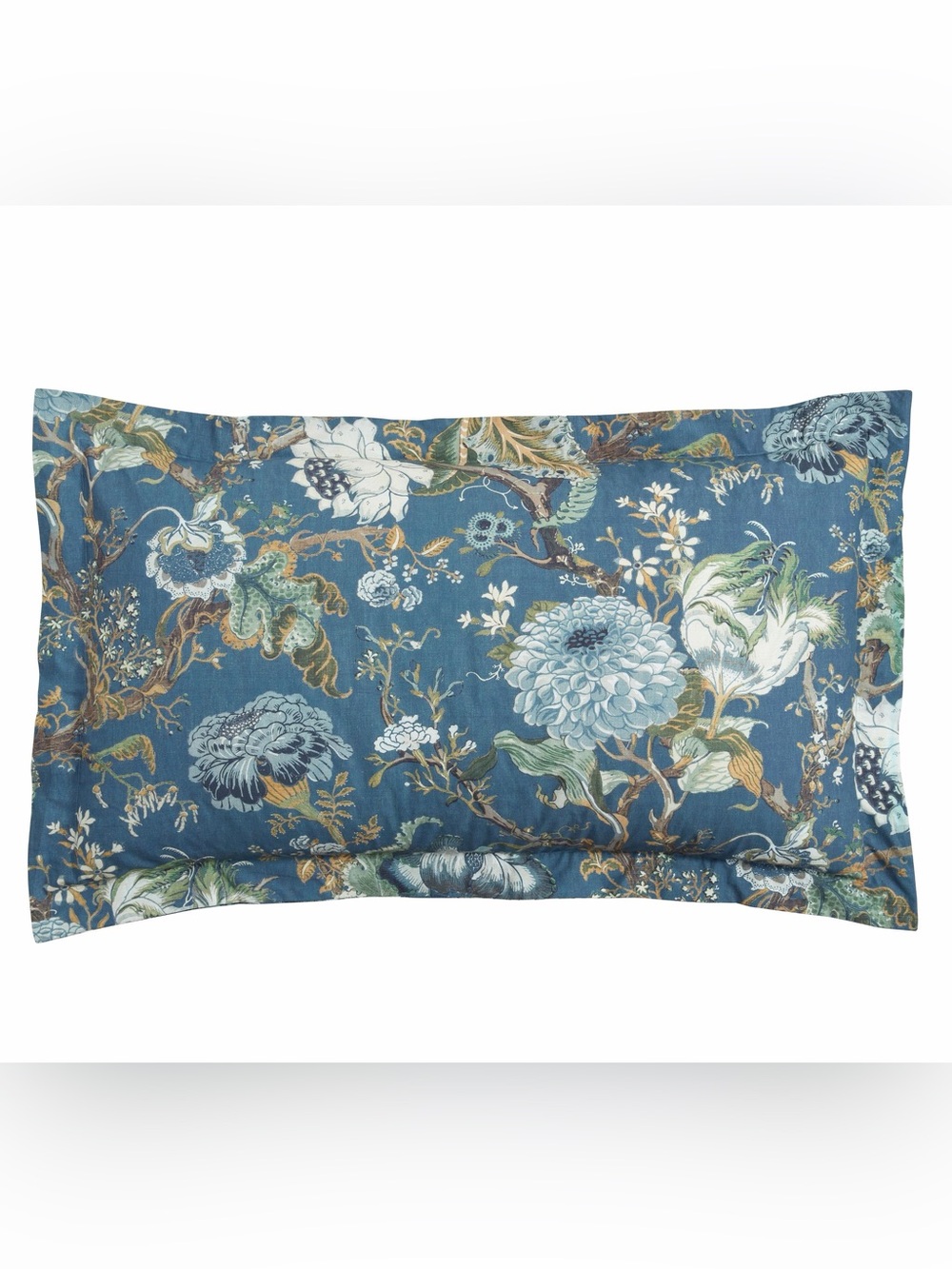 2 Pottery Barn Dahlia Floral Percale KING Pillow Sham Covers Blue Floral NWT